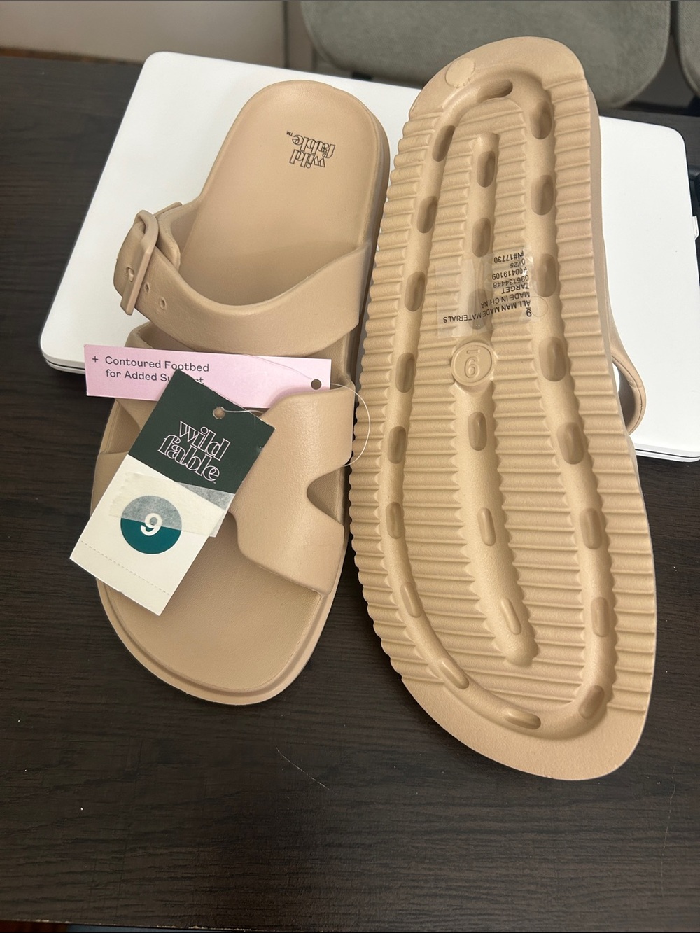 wild fable Beige Buckle Slide Sandals - Picture 2 of 2